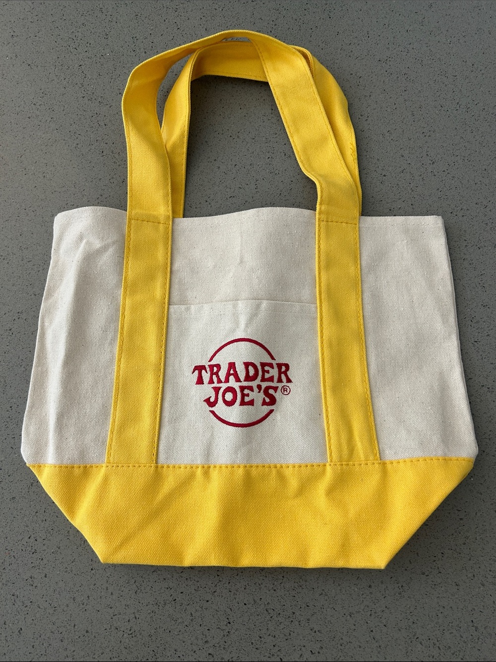 Trader Joe's Yellow & Cream Canvas Tote Bag